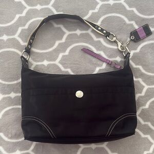 Vintage Black and lilac Coach nylon Shoulder Bag
